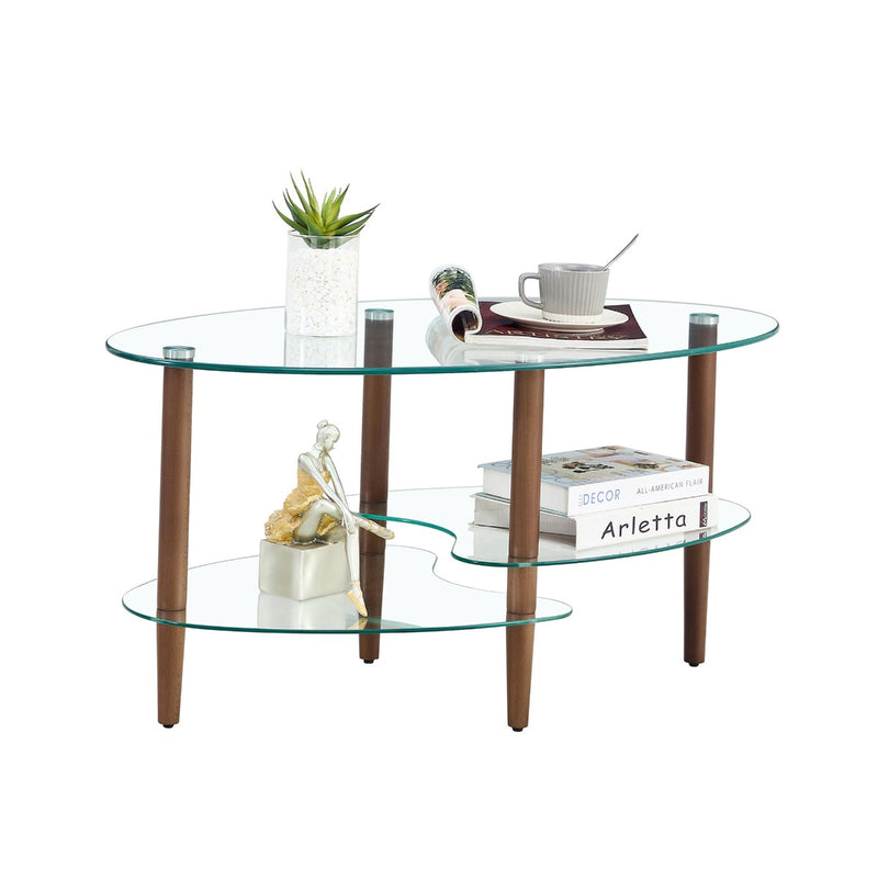 Modern Transparent Oval Glass Coffee Table - Quirked Elegance