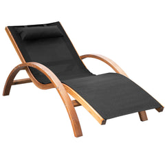 Outdoor Chaise Wood Lounge Chair with Pillow