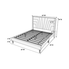Queen Size Bed Headboard Platform Bedframe - Light Brown - Quirked Elegance