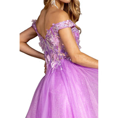 3D Flower Embroidery Sheer Bodice Mesh A-line Long Prom Dress - Quirked Elegance