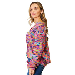 Modest Women's V-Neck Long Sleeve Cardigan - Quirked Elegance