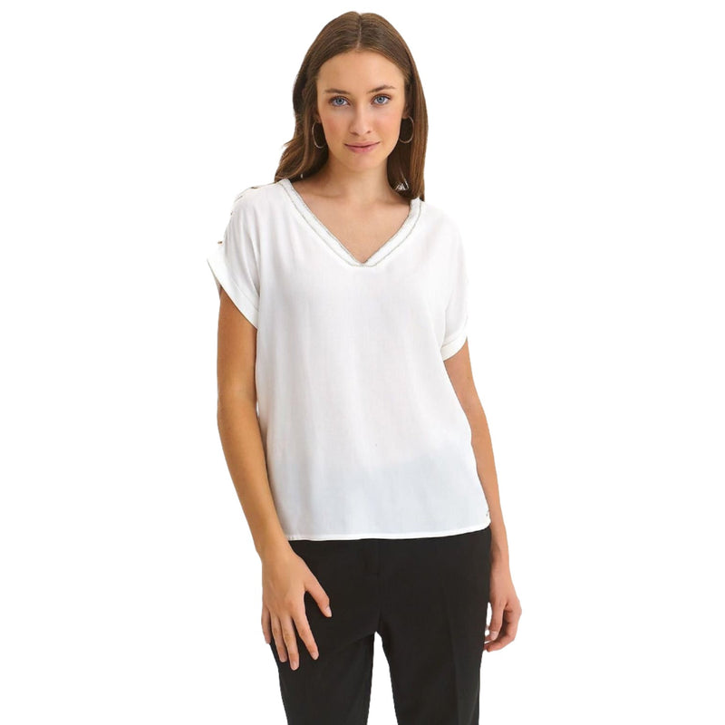 Women's Short Sleeve Classic Blouse - Quirked Elegance