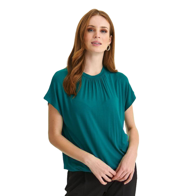 Modest Women's Blouse with Short Sleeves - Quirked Elegance