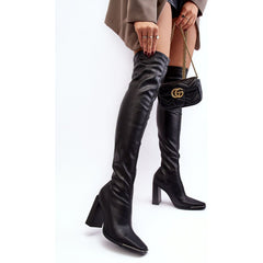 Women's Knee- High Heel Boots - Quirked Elegance