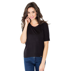 Casual Women's Blouse with Short Sleeves and an Open Back Design - Quirked Elegance