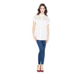 Elegant Women's Collared Short Sleeve Blouse - Quirked Elegance