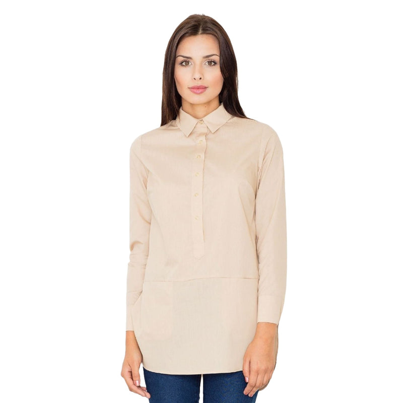 Women's Modest Classic Long Sleeve Blouse - Quirked Elegance