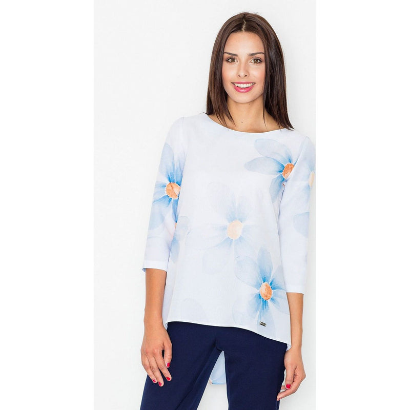 Modest 3/4 Sleeves Blouse for Women with Colorful Design - Quirked Elegance