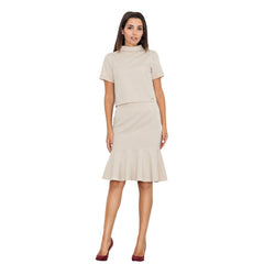 Modest Short Sleeve Women's Blouse with High Neck and Short Length - Quirked Elegance