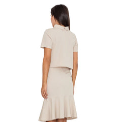 Modest Short Sleeve Women's Blouse with High Neck and Short Length - Quirked Elegance