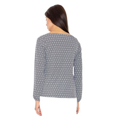 Modest Long Sleeve Women's Blouse with Print - Quirked Elegance