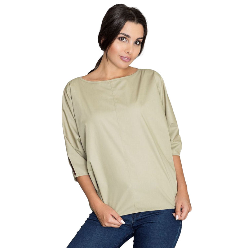Modest 3/4 Sleeve Women's Blouse - Quirked Elegance