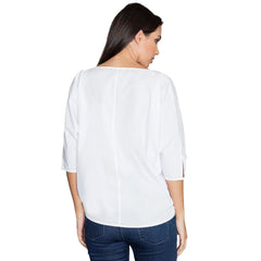 Modest Casual 3/4 Sleeve Women's Blouse - Quirked Elegance