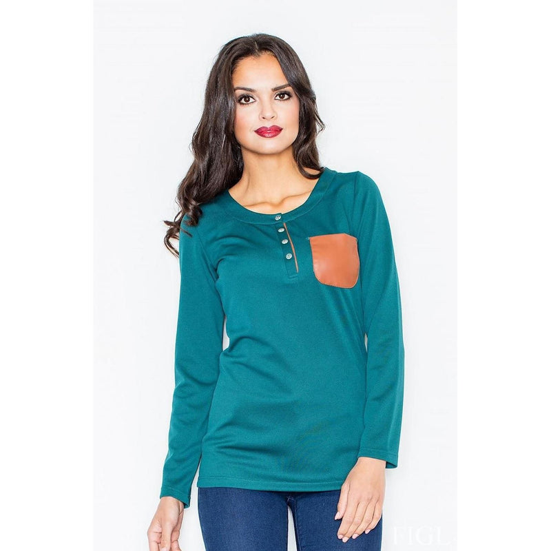 Modest Long Sleeve Blouse for Women with Faux Pocket Detail - Quirked Elegance