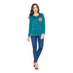Modest Long Sleeve Blouse for Women with Faux Pocket Detail - Quirked Elegance