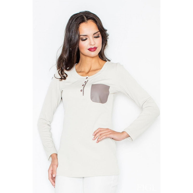 Modest Long  Sleeve Blouse for Women with Faux Pocket Detail - Quirked Elegance