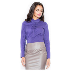Modest Long Sleeve Women's Blouse with Bow Accents - Quirked Elegance
