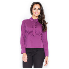 Modest Long Sleeve Women's Blouse with Bow Accents - Quirked Elegance