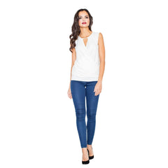 Keyhole Detail Sleeveless Women's Blouse - Quirked Elegance