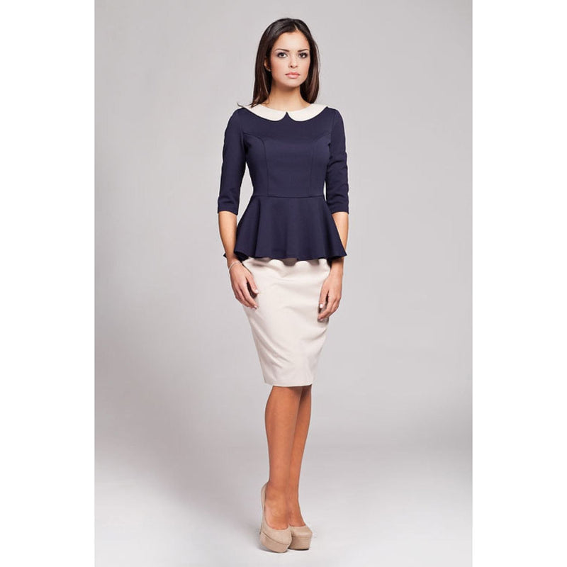 Modest Women's  Blouse with half-round neckline, removable be-be collar, and back zipper. - Quirked Elegance