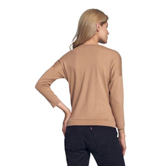 Women's 3/4 Sleeve Blouse with Keyhole-Like Detail - Quirked Elegance