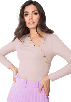 Women's Casual Asymmetrical Neckline and Long sleeves - Quirked Elegance