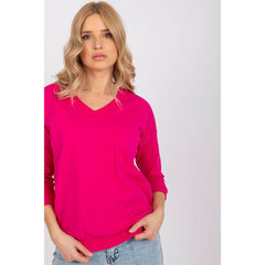 Modest High V- Neck Casual Blouse with Long Sleeves for Women - Quirked Elegance