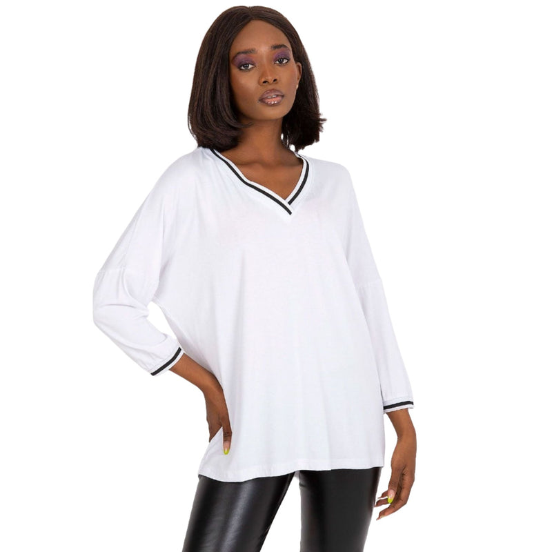 Modest Casual Blouse with 3/4 Sleeves for Women - Quirked Elegance