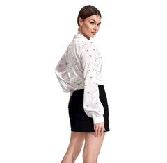 Feminine Long Sleeve Blouse for Women with Tie at Waist - Quirked Elegance