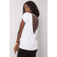 Open Back Casual Blouse with Short Sleeves for Women - Quirked Elegance