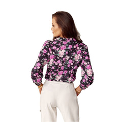 Elegant Women's Collared 3/4 Sleeve Button Down Blouse - Quirked Elegance