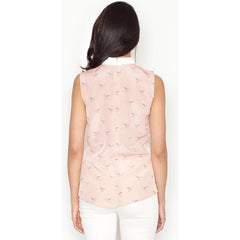 Sleeveless Women's Blouse with a Collared Neckline - Quirked Elegance
