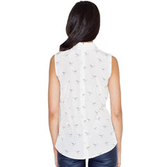 Sleeveless Women's Blouse with a Collared Neckline - Quirked Elegance