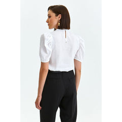 Modest Women’s Back Featuring Subtle Slight Blouse - Quirked Elegance