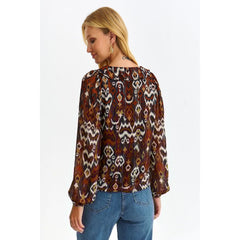 Women's Brown Blouse with Long Sleeves - Quirked Elegance