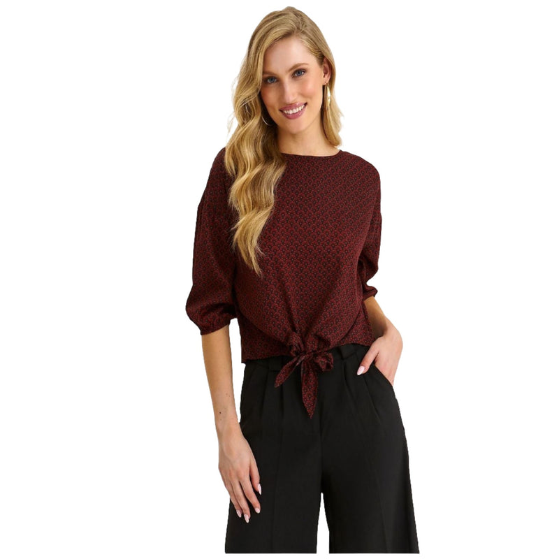 Modest Women's Blouse Featuring a Front Tie - Quirked Elegance