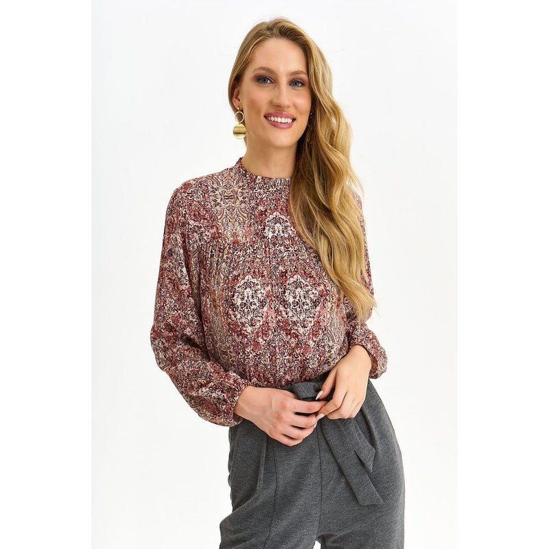 Women's Printed Blouse with Long Sleeves - Quirked Elegance