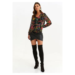 Women's Long Sleeve Printed Blouse - Quirked Elegance