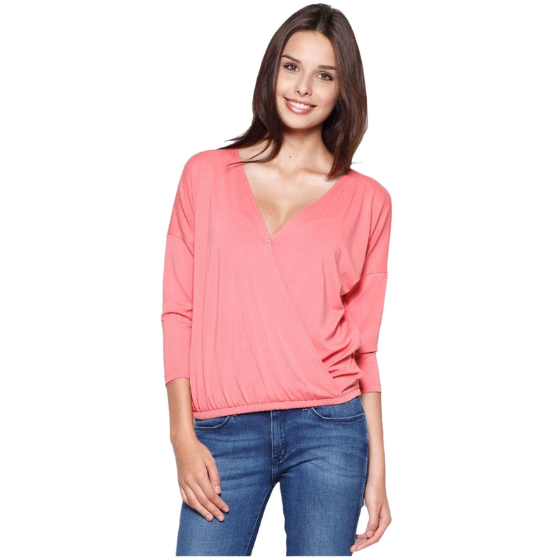 Casual 3/4 Sleeves with V- Neckline Women's Blouse - Quirked Elegance